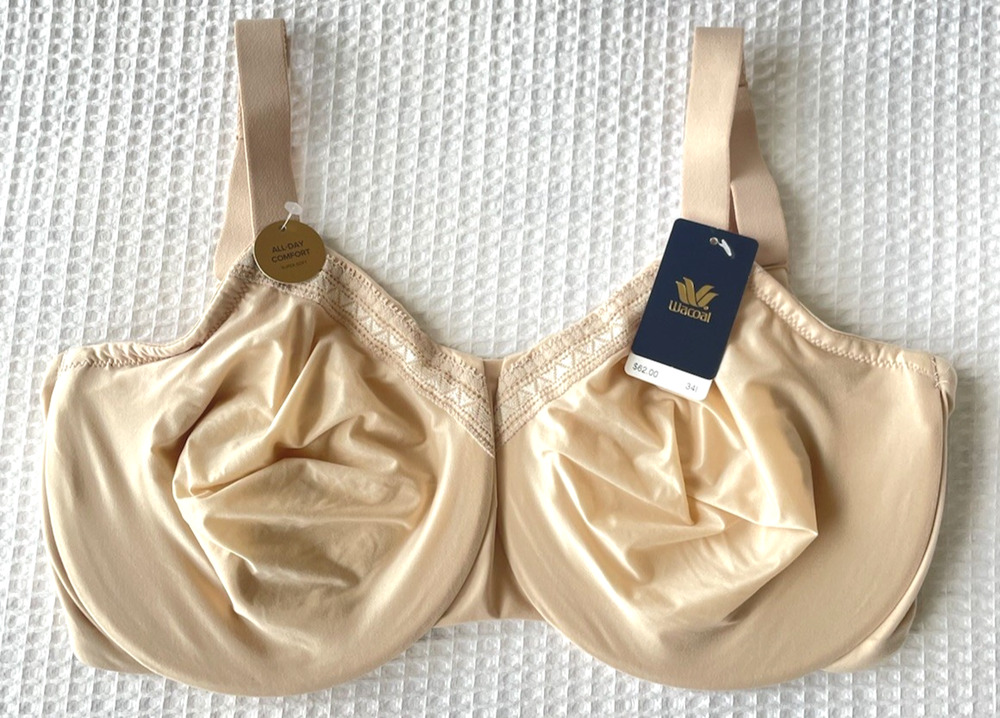 NWT Wacoal Bra 855213 Size 34I Perfect Primer Full Figure Underwire Sand Nude
